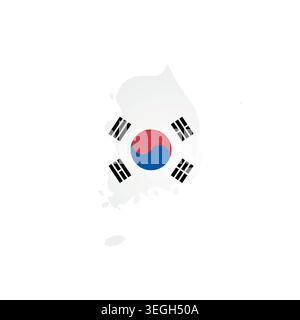 South Korea - country map silhouette filled with national flag. Simple flat vector illustration. Stock Vector