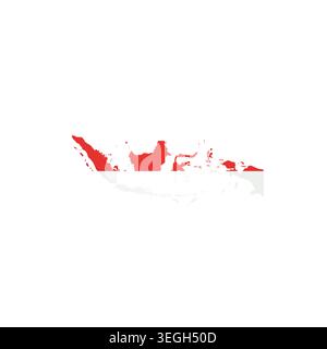 Indonesia - country map silhouette filled with national flag. Simple flat vector illustration. Stock Vector