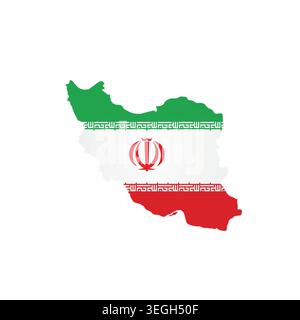 Iran - country map silhouette filled with national flag. Simple flat vector illustration. Stock Vector