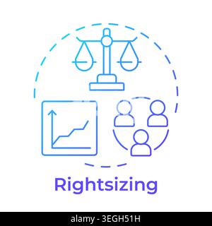 Rightsizing blue gradient concept icon Stock Vector