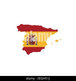 Spain - country map silhouette filled with national flag. Simple flat vector illustration. Stock Vector