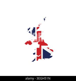 United Kingdom of Great Britain and Northern Ireland, UK - country map silhouette filled with national flag. Simple flat vector illustration. Stock Vector