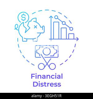 Financial distress blue gradient concept icon Stock Vector