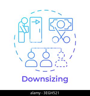 Downsizing blue gradient concept icon Stock Vector