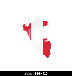 Peru - country map silhouette filled with national flag. Simple flat vector illustration. Stock Vector