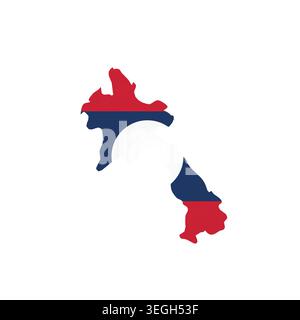 Laos - country map silhouette filled with national flag. Simple flat vector illustration. Stock Vector