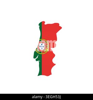 Portugal - country map silhouette filled with national flag. Simple flat vector illustration. Stock Vector