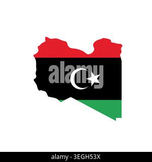 Libya - country map silhouette filled with national flag. Simple flat vector illustration. Stock Vector