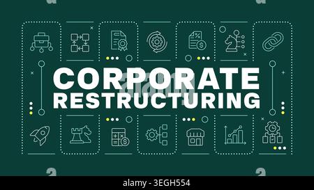 Corporate restructuring dark green word concept Stock Vector