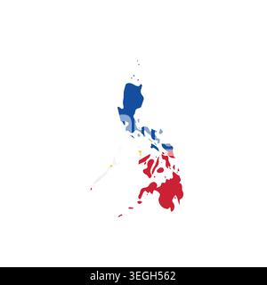 Philippines - country map silhouette filled with national flag. Simple flat vector illustration. Stock Vector