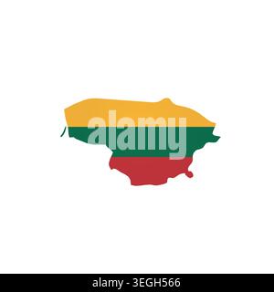 Lithuania - country map silhouette filled with national flag. Simple flat vector illustration. Stock Vector