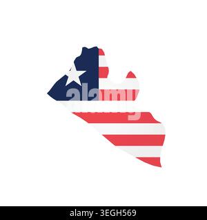Liberia - country map silhouette filled with national flag. Simple flat vector illustration. Stock Vector