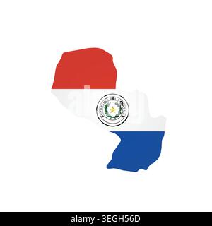 Paraguay - country map silhouette filled with national flag. Simple flat vector illustration. Stock Vector