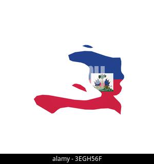 Haiti - country map silhouette filled with national flag. Simple flat vector illustration. Stock Vector