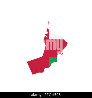 Oman - country map silhouette filled with national flag. Simple flat vector illustration. Stock Vector
