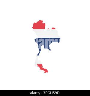 Thailand - country map silhouette filled with national flag. Simple flat vector illustration. Stock Vector