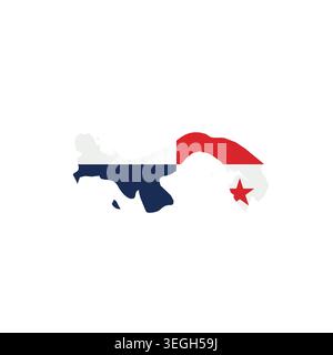 Panama - country map silhouette filled with national flag. Simple flat vector illustration. Stock Vector