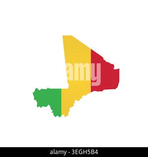 Mali - country map silhouette filled with national flag. Simple flat vector illustration. Stock Vector