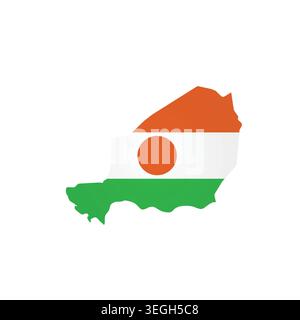 Niger - country map silhouette filled with national flag. Simple flat vector illustration. Stock Vector