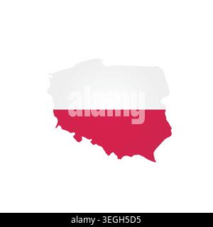 Poland - country map silhouette filled with national flag. Simple flat vector illustration. Stock Vector