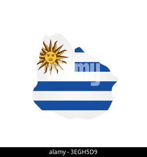 Uruguay - country map silhouette filled with national flag. Simple flat vector illustration. Stock Vector