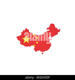 China - country map silhouette filled with national flag. Simple flat vector illustration. Stock Vector