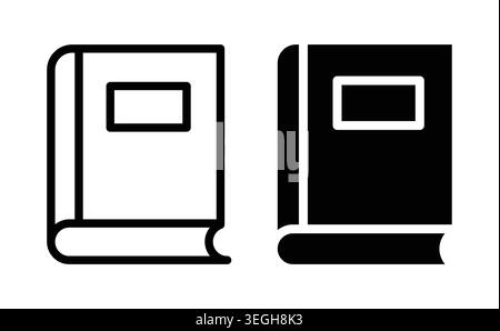 A minimalist illustration featuring two distinct book designs in black and white. Perfect for concepts related to literature, education, and creativit Stock Vector