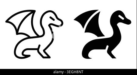 Embrace the charm of this cute cartoon dragon character design featuring a whimsical style in both black and white. Perfect for various creative proje Stock Vector
