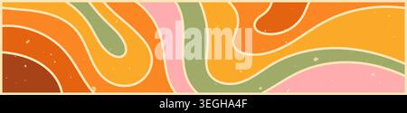 Zebra groovy banner with yellow and pink waves. Stock Vector