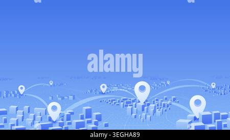 GPS navigation to pins and multiple markers on route. City map featuring directional signs, an intended goal point. Abstract plan highlights POI Stock Vector