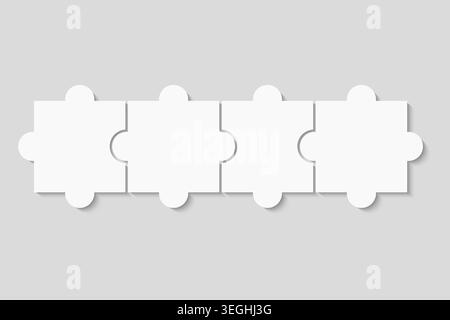 4 jigsaw pieces forming complete picture grid. Blank frame template for educational content and presentation design. Vector illustration Stock Vector