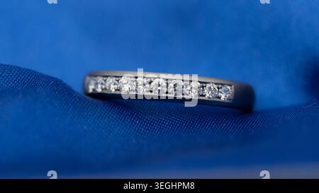 Dark Wedding Rings - Black with Platinum and Diamonds - Photo Series. High quality photo Stock Photo