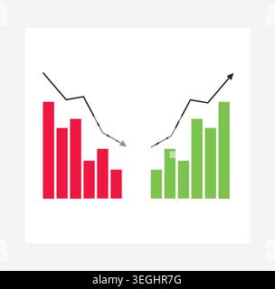 Financial Bar Charts showing Downward and Upward Trends Vector Icon Stock Vector