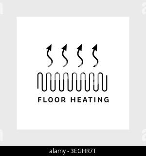 Underfloor Heating Line Icon with Upward Heat Arrows Stock Vector