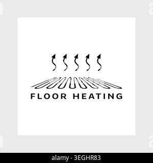 Perspective Underfloor Heating Line Icon with Rising Heat Arrows Stock Vector