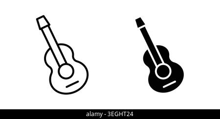 Acoustic guitar icon illustration. Pixel perfect vector graphics Stock Vector