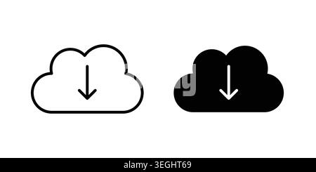 Cloud download icon illustration. Pixel perfect vector graphics Stock Vector