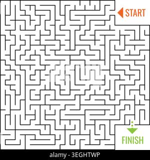 Challenging Square Maze Puzzle for Kids and Adults Stock Vector