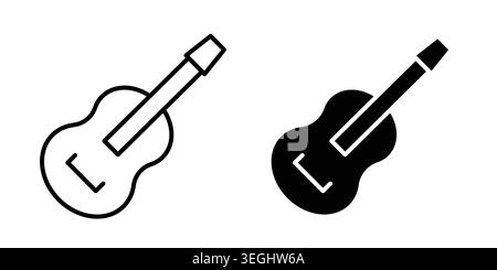 Guitar icon illustration. Pixel perfect vector graphics Stock Vector