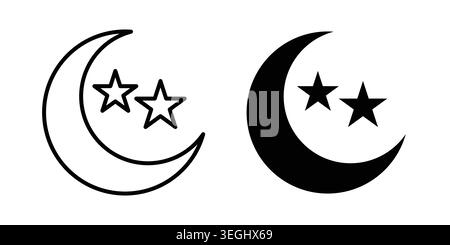 Moon stars icon illustration. Pixel perfect vector graphics Stock Vector