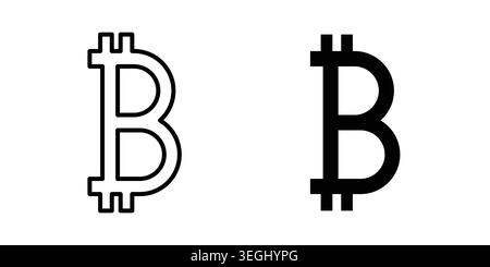 Bitcoin icon illustration. Pixel perfect vector graphics Stock Vector