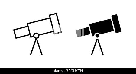 Telescope icon illustration. Pixel perfect vector graphics Stock Vector