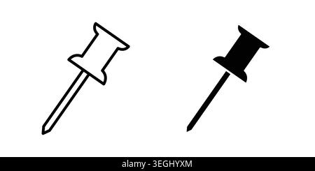 Push pin icon illustration. Pixel perfect vector graphics Stock Vector