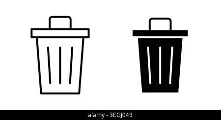Bin icon illustration. Pixel perfect vector graphics Stock Vector