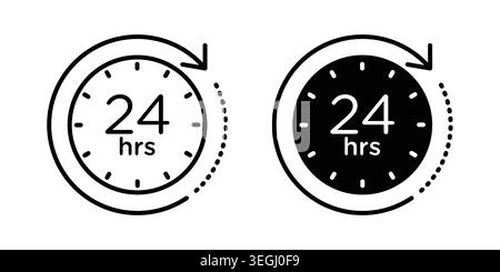 24 Hrs icon illustration. Pixel perfect vector graphics Stock Vector