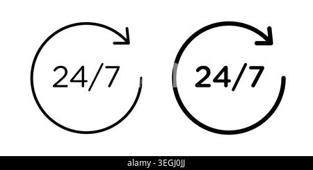 24 Hours a day service icon illustration. Pixel perfect vector graphics Stock Vector