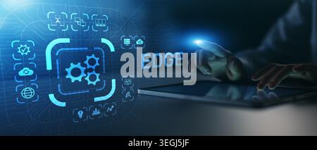 Edge Computing and Data Processing Technologies Illustrated on Digital Interface. Stock Photo
