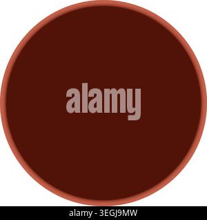 Dark brown circular button icon, flat solid style, terracotta rim Stock Vector