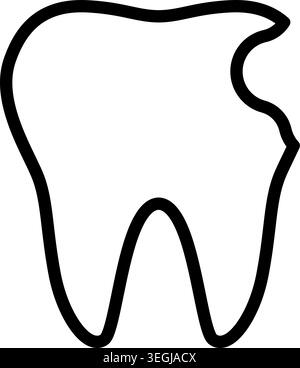 Tooth outline icon hand drawn black stroke on white Stock Vector