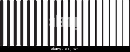 Black straight parallel sticks of different thicknesses on white background. Simple graphic print. Vertical louvers texture. Minimalistic wallpaper Stock Vector